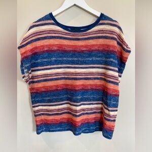 Lauren Ralph Lauren Sweater Shirt Striped Linen Cotton Blend Womens Size Large